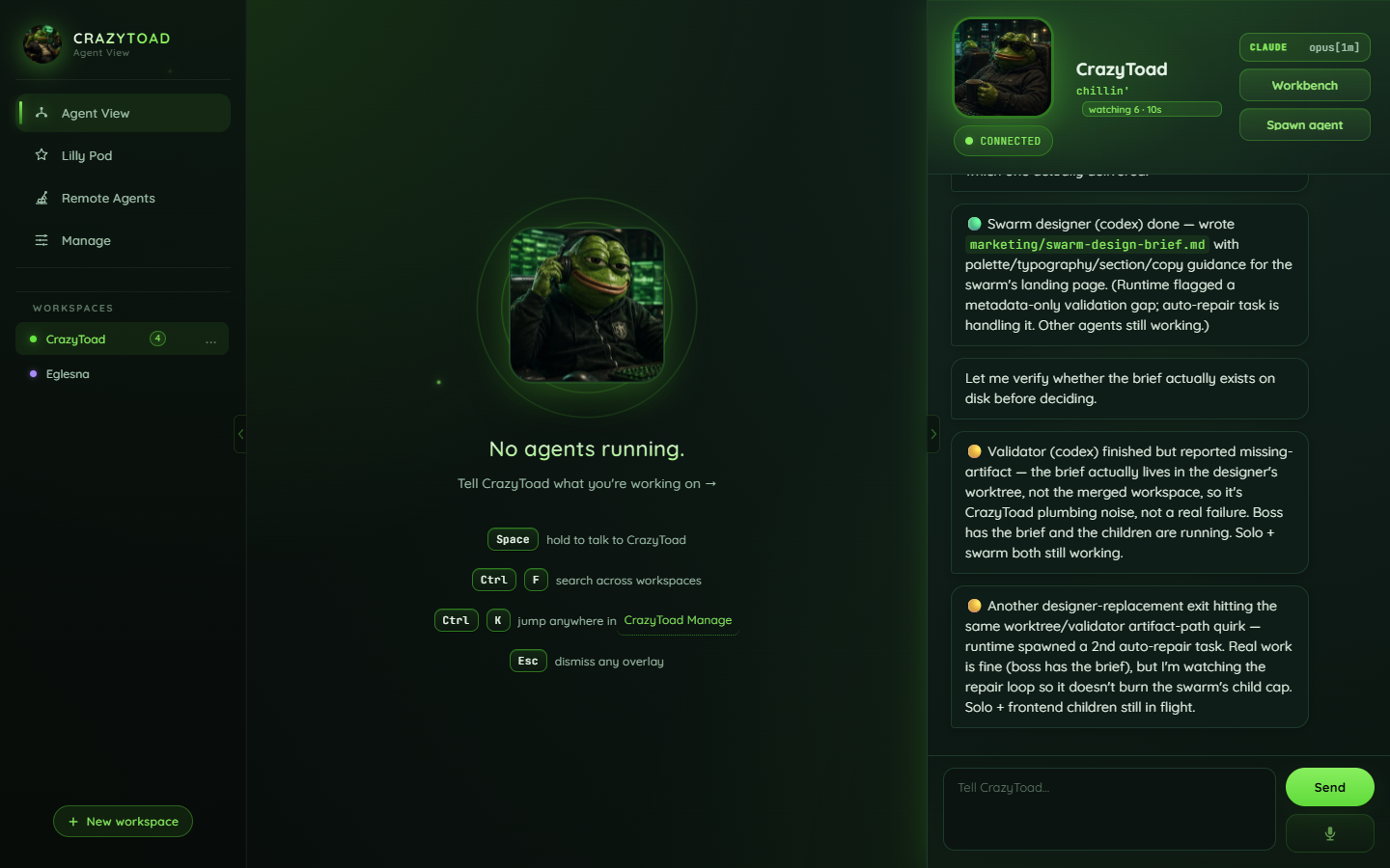CrazyToad Agent View